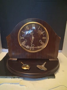 Antiguo reloj Westminster Smiths Enfield Key Mantle de nogal. Beautiful Works - Imagen 1 de 24