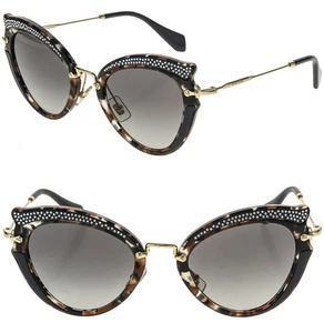 MIU MIU MU05SS NOIR Crystal Butterfly Gold Brown Blue Havana Sunglasses 05S - Picture 1 of 10