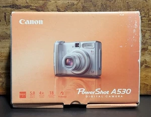 Canon Power Shot A530 Digital Camera Original Box Cables 2GB Memory Card Manuals - Picture 1 of 22