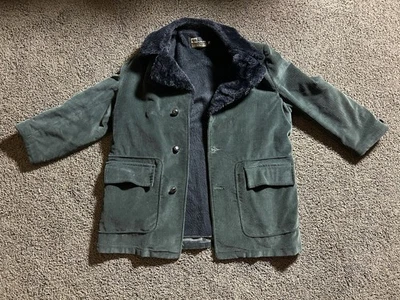 Vtg 1970s Sears Jacket 46 Large Green Corduroy Barnstormer Coat Faux Fur Lined - Image 1 of 4