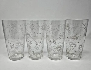 Vintage 1950er Atom MCM Weltraum Sonne Planet Stern geplatzt Glas Becher 12oz Set von vier - Bild 1 von 1