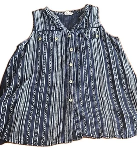 Ember Blouse Short Sleeves Blue Western Look Med - Picture 1 of 6