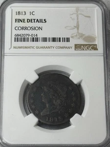 1813 Classic Head Large Cent NGC- Fine details Corrosion - Picture 1 of 4