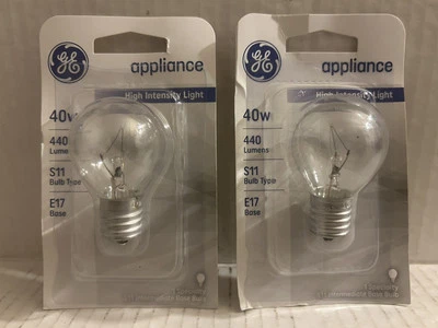 (2) GE appliance High Intensity Light 40w 440 Lumens S11 Bulb Type E17 Base - Image 1 of 4