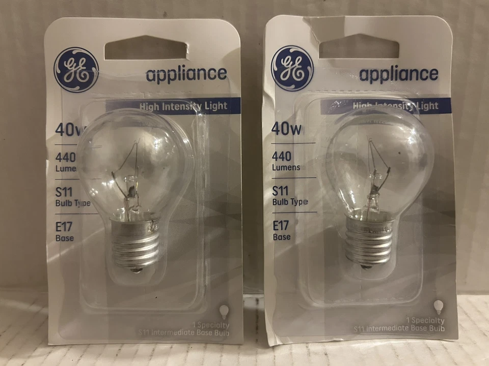 (2) GE appliance High Intensity Light 40w 440 Lumens S11 Bulb Type E17 Base - Image 1 of 4