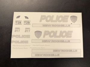 1/24 Neu Rochelle NY Polizei Geisterfahrzeug Wasserrutsche Aufkleber - Bild 1 von 1