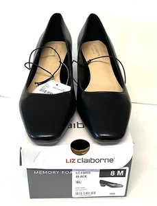 Liz Claiborne LC Faris Black Colored Low Block Heel Shoes Women's 8M NIB - Picture 1 of 8