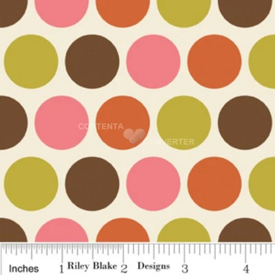 Indian Summer Big Cream Dot by Zoe Pearn for Riley Blake, 1/2 yard cotton fabric - Image 1 of 3