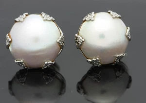 Aretes antiguos vintage de perlas de oro blanco de la época victoriana joyería antigua - Imagen 1 de 3