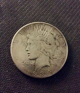 1934 S Silber Peace Dollar ~ ss ~ INV#2349 - Bild 1 von 3