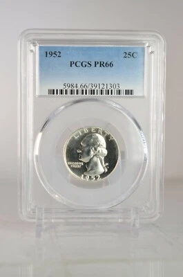 PR66 1952 PCGS GRADED SILVER WASHINGTON QUARTER PROOF COIN RARE UNCIRCULATED - Image 1 of 4