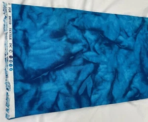 Beth Bruske David Textile Blue Variegated Marbled Cotton Fabric 44” W X 2 Yards - Picture 1 of 4
