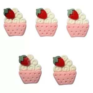 Cupcakes Fragole - Bottoni Shelly - Abbellimenti Schienale Piatto - Rottami Artigianali - Foto 1 di 2
