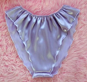 VTG style OMG Lilac Satin silky SHiny ladies high cut flutter panties Slip L XL - Picture 1 of 2