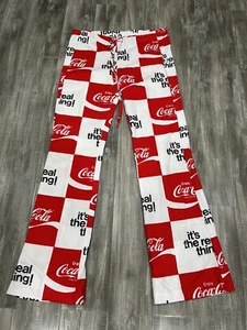 VINTAGE 70s Coca Cola Pants Coke Slacks Hippie Bell Bottoms 30-32 Waist NEW NOS - Picture 1 of 7