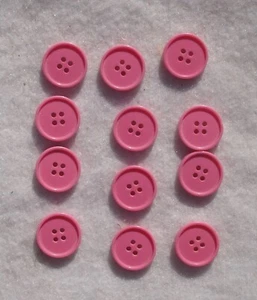 Set of 12 Pink Four-Hole Rimmed Sew-through Buttons 7/8" - Picture 1 of 3