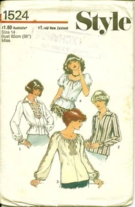 Style Sewing Pattern 1524, Vintage Set of 4 Tops, Size 14, Partly Cut - Bild 1 von 2