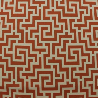 RICHLOOM KEYS TANGERINE ORANGE OFF WHITE MAZE OUTDOOR INDOOR FABRIC BY YARD 54"W - Image 1 of 4