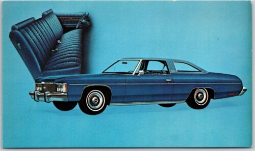 1974 Impala Custom Coupe Chevrolet Automobile Blue Classic Car Postcard