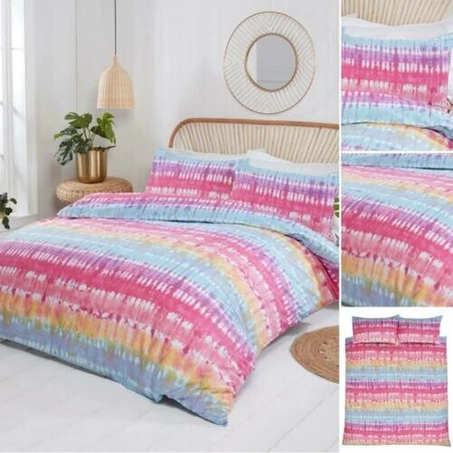 Cravatta Tintura Set Copripiumino Colorato Arcobaleno Righe Letto - Singolo E - Immagine 1 di 1