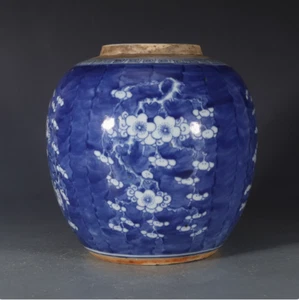 Bellissimo vaso cinese dipinto a mano porcellana blu e bianca fiori di prugna - Foto 1 di 7
