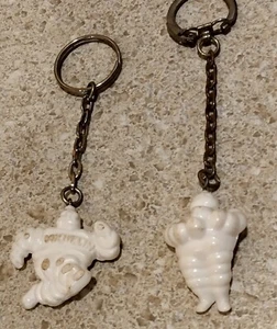 Vintage LOT OF 2 MICHELIN MAN TIRES Keychain Key Ring Key Fob Automobile - Picture 1 of 5