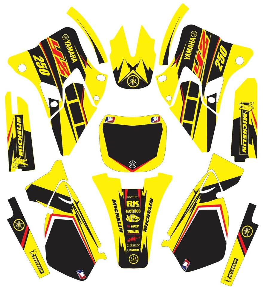 Gráficos para Yamaha YZ 250 YZ250 1996-2001 amarillo rojo calcomanías pegatinas Foto 1 de 1