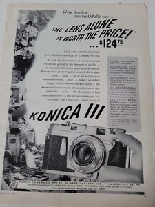Konica III 1958 cámara vintage anuncio de página completa - Imagen 1 de 1