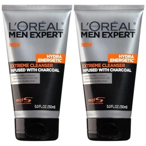 L'Oreal Paris Men Expert Hydra Energetic Daily Facial Cleanser, Charcoal, 2 ct. - Picture 1 of 5