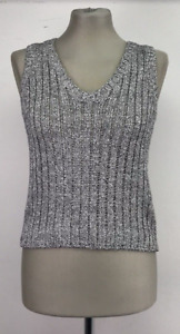 Amina Rubinacci Napoli sleeveless knitted cotton Jumper grey/black UK12 BNWT