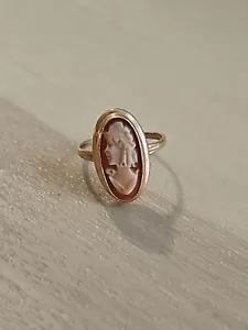 VINTAGE 10K GOLD GESCHNITZTE MUSCHEL CAMEO VIKTORIANISCHER DAMENRING GRÖSSE 5,75 WIEGT 2,1 G - Bild 1 von 6