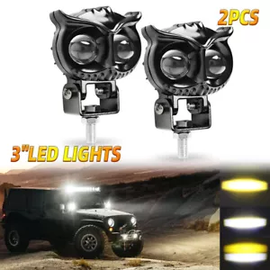 2X 3"in LED Work Light Pods Fog Driving Owl Lamp Off Road Truck 4WD White/Yellow - Picture 1 of 8
