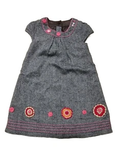 strukturiertes Kleid m. Häkelblumen grau Gr. 104 Marks & Spencer - Bild 1 von 4