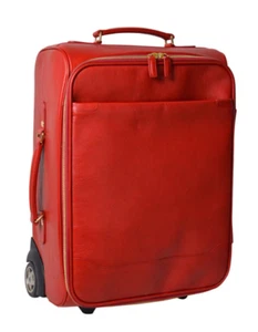 Leather Luxury Trolley Suitcase Italian Handmade to Order Soft Pebble-Grain - Picture 1 of 4