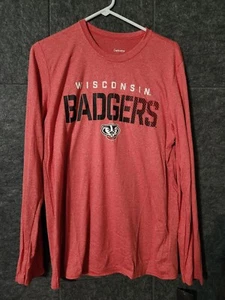 Men's Wisconsin Badgers Colosseum Red Warrior Long Sleeve Tee Shirt Medium - Picture 1 of 5