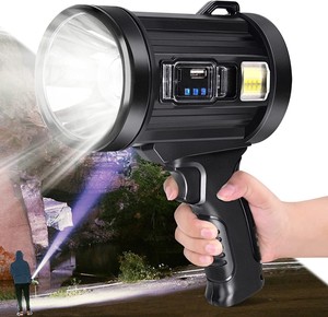 Solar/Rechargeable LED Spotlight Flashlight Searchlight 200000000LM Super Bright