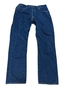 Levi Strauss 501 Denim Jeans Men's Sz 34X30 Button Fly Straight Leg Dark Wash - Picture 1 of 10
