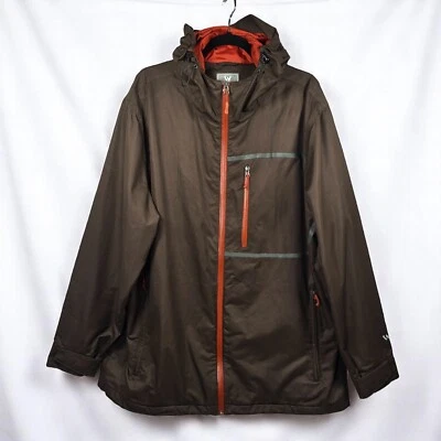 Chaqueta de Lluvia Sierra Blanca Forrada con Capucha Marrón Naranja Borde Hombres 2XL Senderismo Camping Foto 1 de 4