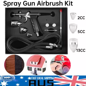 3 Nozzles 3 Cups All-purpose Gravity Dual-action Spray Gun Trigger Airbrush Set - Picture 1 of 13