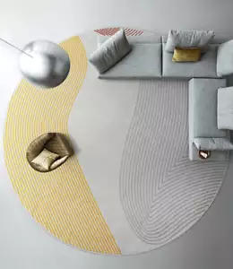 Hand Tufted Rug Minimalist Cut Pile Round shape Wool Area Rug - Yellow - Picture 1 of 4
