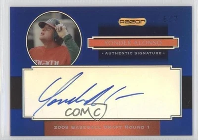2008 Razor Signature Series Metal Blue Prismatic /7 Yonder Alonso #AU-YA Auto - Image 1 of 2