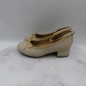 Aerosoles Milena Shoes Kids Size 1 Gold Metallic Glitter Block Heel Ballet Dress - Picture 1 of 15