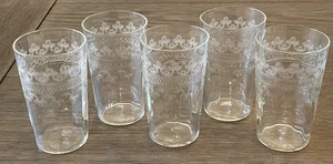 5er Set Fostoria Gläser Vintage 20er Jahre Nadel geätzt Kleeblatt 3,75" - Bild 1 von 4