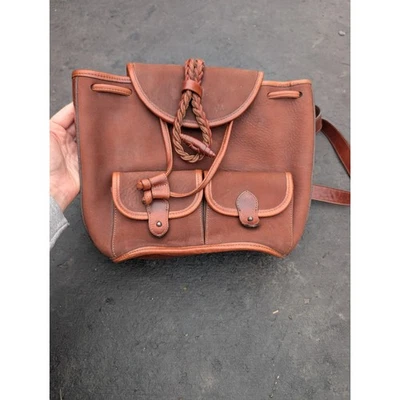 Mochila de cuero trenzado Brighton vintage cartera marrón con cordón #058791 Foto 1 de 4