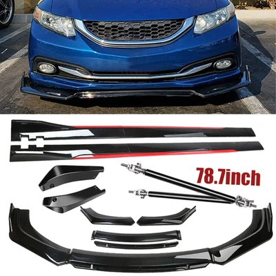 Glossy Black Front Bumper Lip Splitter +Side Skirts Rear For Infiniti G35 G37 Foto 1 de 4