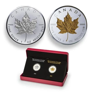 2019 $20 Anniversary of the Maple Leaf - 2 Coin Fine Silver Set SUPER RARE FIND - Picture 1 of 6