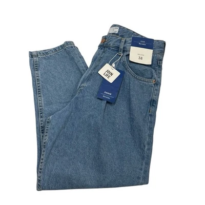 Pantalones de mezclilla Bershka para hombre 38 globo lavado claro holgados Tapperd Y2K ropa de calle Foto 1 de 4