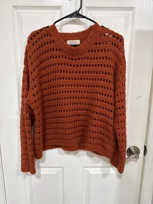 Suéter para mujer Rhapsody naranja tejido abierto talla L manga larga Foto 1 de 4