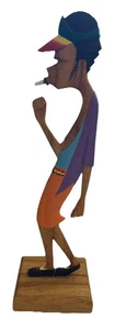 Raggae Man 420 handgeschnitzte handbemalte stehende Holzfigur Rasta Man - Bild 1 von 9