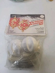 Vintage THL Crafts Christmas Ornament Kit Sequin Pearl Push Pin Set Of 2 Silver - Picture 1 of 8